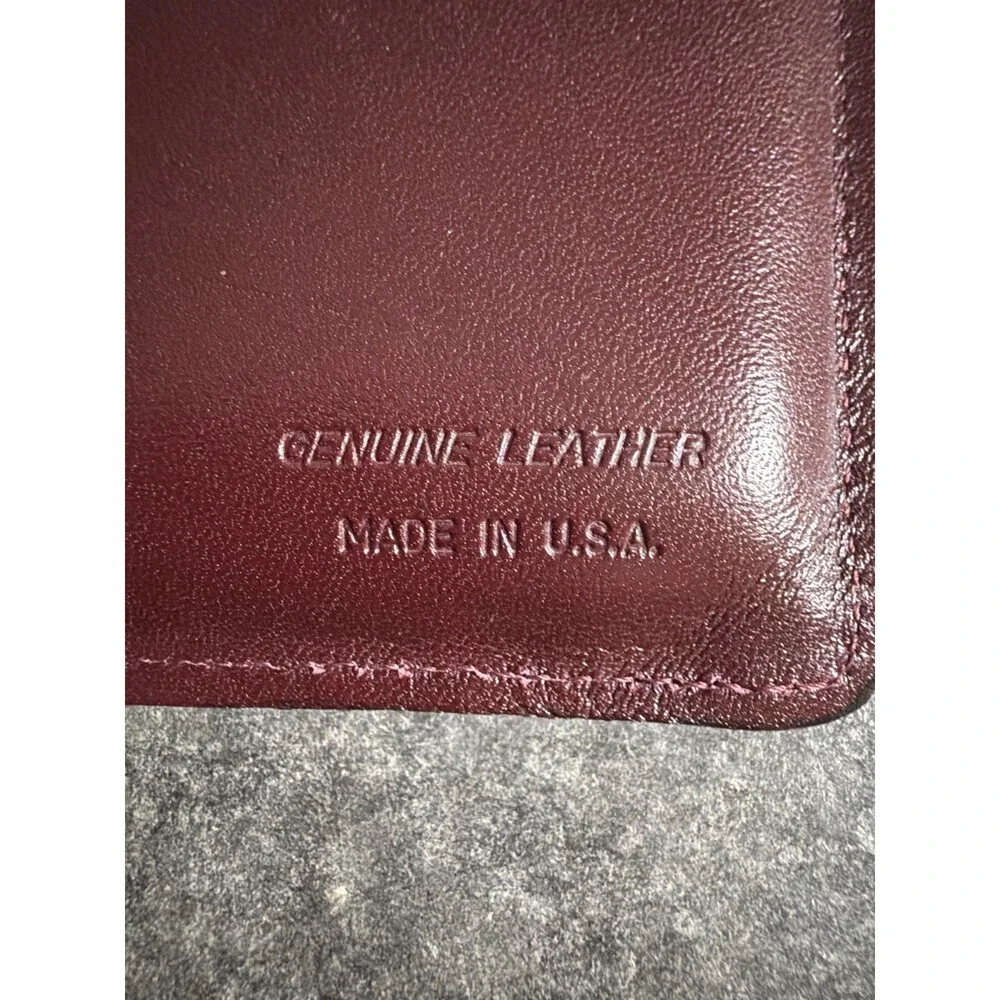 Vintage Lady Swank Burgandy Leather Checkbook Wallet Made In USA
